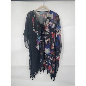 Letarte Sheer Swim Coverup Women L Black Beach Coastal Resortwear Vacation Coast